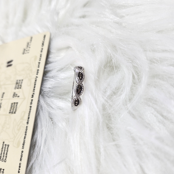 Champagne Diamond Silver Women's Ring - Picture 4 of 7